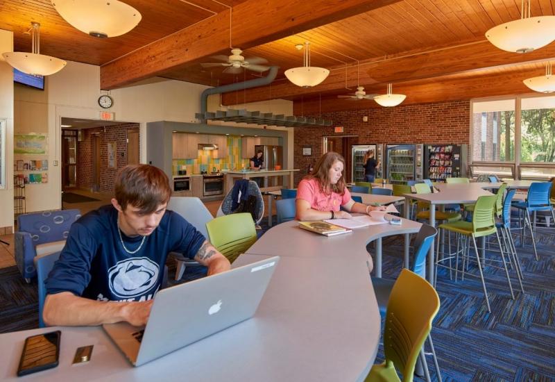Mont Alto Hall Interior Lobby with Students Studying
